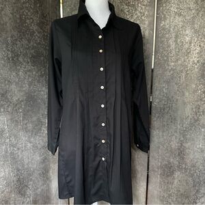 Artizara Women’s Black Pleated Button Down Cotton Tunic Top Large/10
